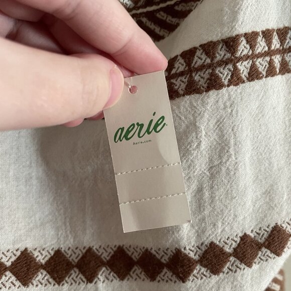 Aerie S Neutral Striped Boho Beachy Sleeveless Jacquard Open Back Mini Dress NWT - Picture 9 of 12